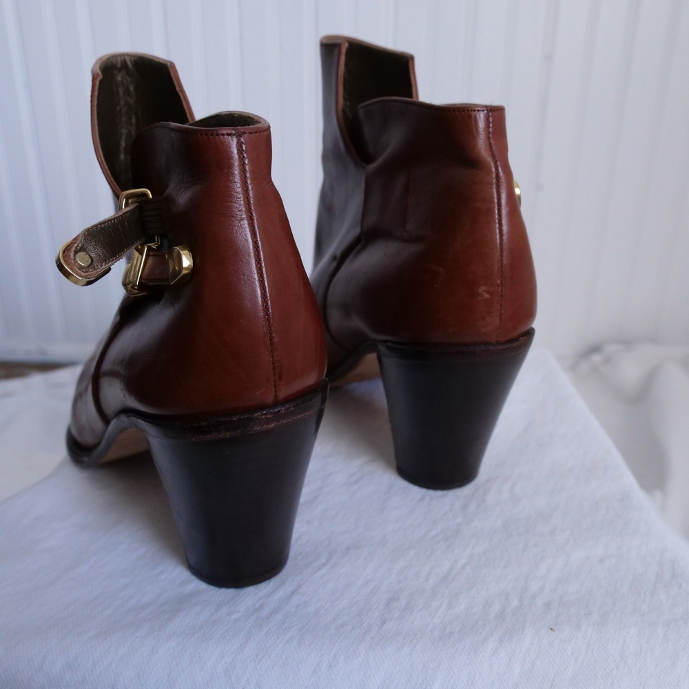 Great vintage 90s Via‎ Spiga brown leather booties - Picture 3 of 8